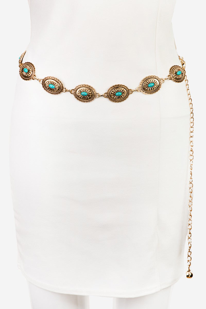 Oval turquoise Disc Chain Blet