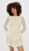 Tabby Lace Mini Dress-Cream
