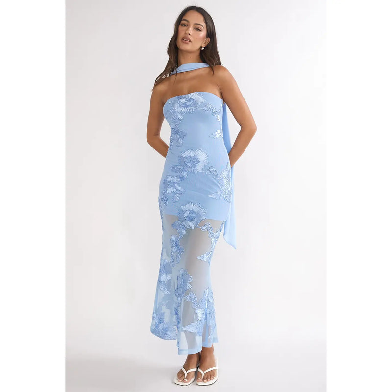 saints and secrets blue dress Ellason Maxi 90% Polyester