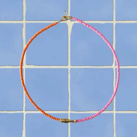 Beaded Fish Two Tone Necklace